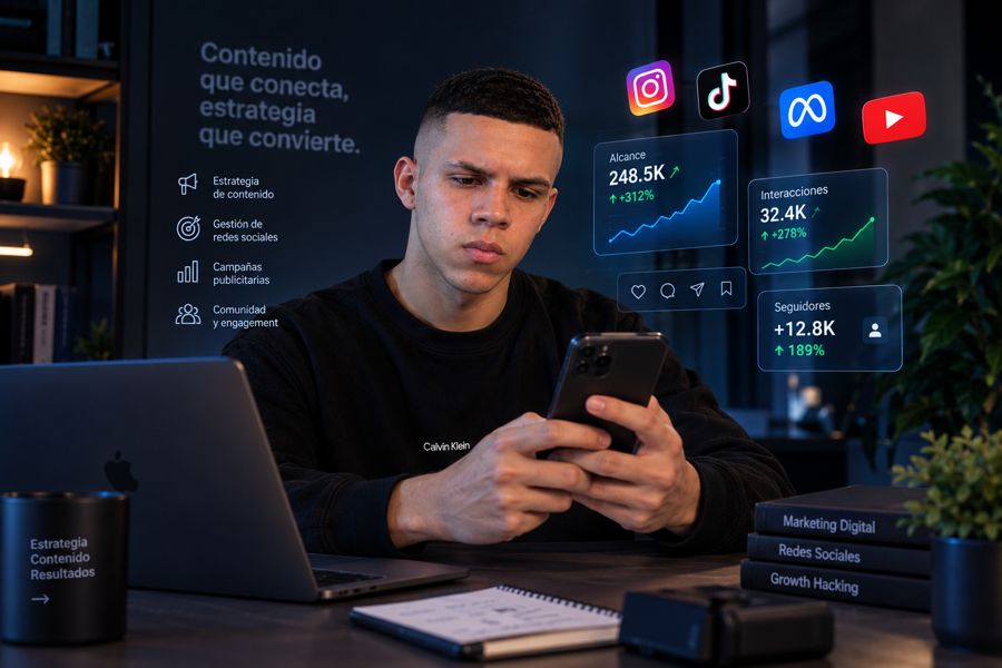 Johan revisando resultados de campañas de publicidad paga